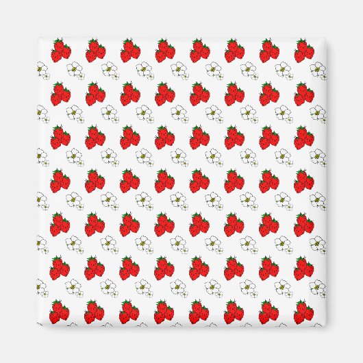 Retro Red Strawberry en ventilatorpatroon Magneet (Voorkant)