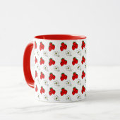 Retro Red Strawberry en ventilatorpatroon Mok (Voorkant links)
