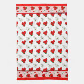 Retro Red Strawberry Patten Kitchen Towel Theedoek (Verticaal)