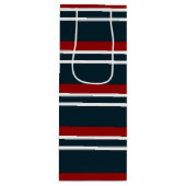 Retro Red Tartan Stripe Wijn Cadeautas (Voorkant)