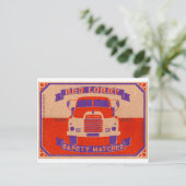 Retro  Red Truck matchbox Briefkaart (Staand voorkant)