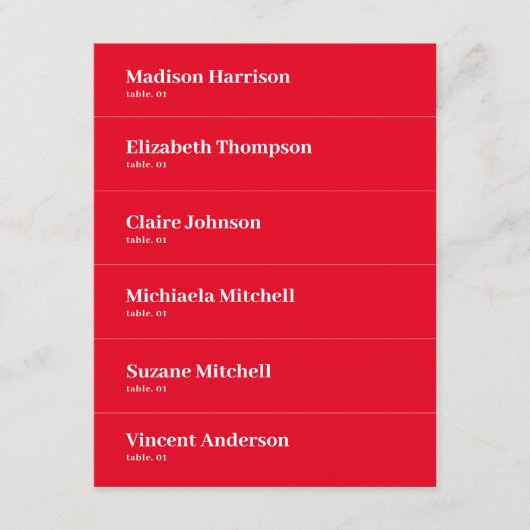 Retro Red Wedding Place Card DIY Kaart (Voorkant)