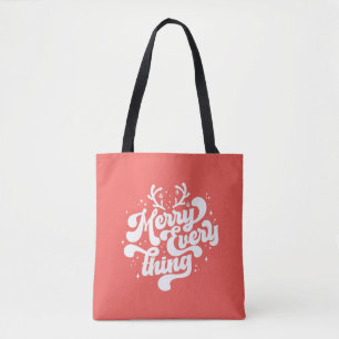 Retro Red White Merry alles Merry kerst Draagtas