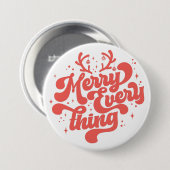 Retro Red White Merry alles Merry kerst Ronde Button 7,6 Cm (Voorkant /achterkant)