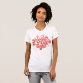 Retro Red White Merry alles Merry kerst T-shirt (Voorkant volledig)