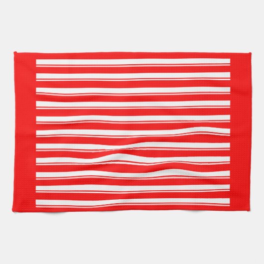 Retro Red White Snoep Stripe Pattern Kitchen Towel Theedoek (Horizontaal)