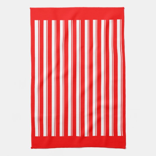 Retro Red White Snoep Stripe Pattern Kitchen Towel Theedoek (Verticaal)