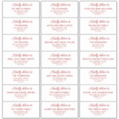 Retro Red & White Wedding Guest Address Labels (Voorkant)