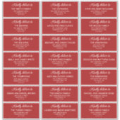 Retro Red & White Wedding Guest Address Labels (Voorkant)