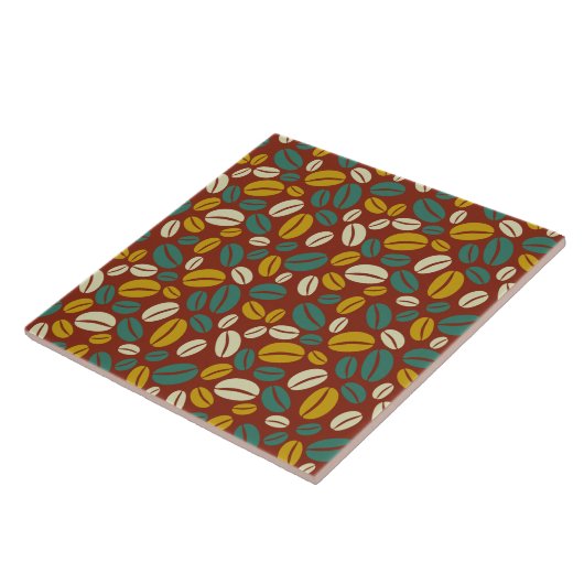 Retro Red Yellow Brown Java Coffee Beans Patroon Tegeltje (Zijkant)