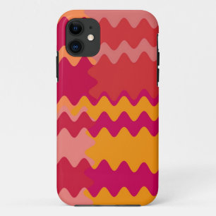 Retro Red Yellow Brown Wavy Stripes Patroon iPhone 11 Hoesje