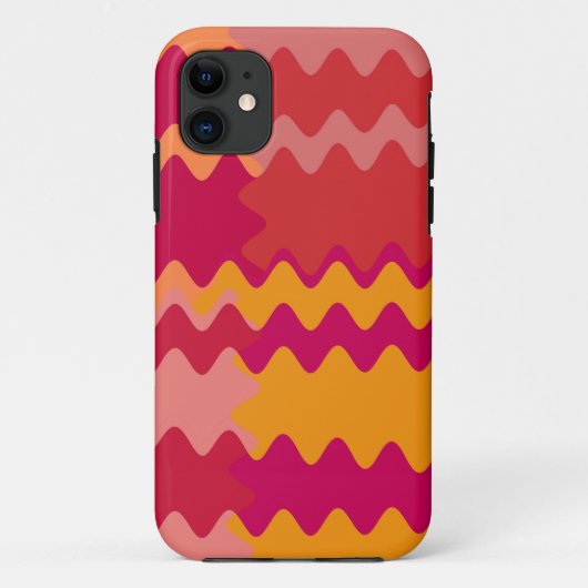 Retro Red Yellow Brown Wavy Stripes Patroon Case-Mate iPhone Case (Achterkant)