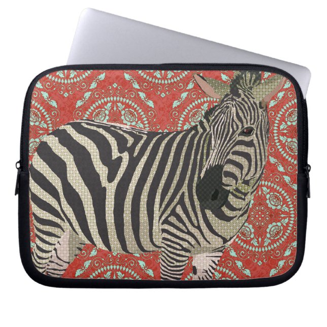 Retro Red Zebra Computer Sleeve (Voorkant)