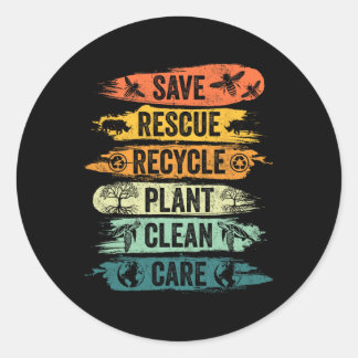 Retro  redding bijen Reddingsdieren Recyclen Ronde Sticker