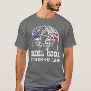 Retro Reel Cool FatherInLaw, Fishing USA Flag, Fat T-shirt