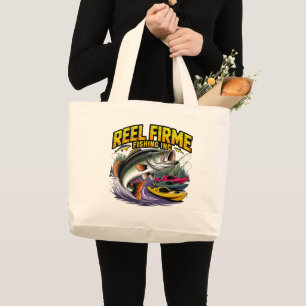 Retro "Reel Firme Fishing Inc" Bass & Kayak Canvas Grote Tote Bag