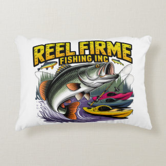 Retro "Reel Firme Fishing Inc" Bass & Kayak Lumbar Accent Kussen