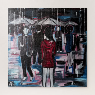Retro-regen-schilderij door Alfred Fox Poster Legpuzzel