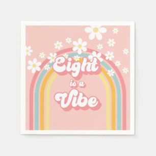 Retro Regenboog Acht is een Vibe Groovy 8e Verjaar Servet