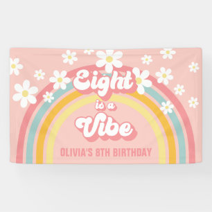 Retro Regenboog Acht is een Vibe Groovy 8e Verjaar Spandoek