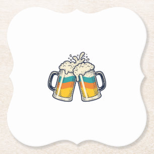 Retro Regenboog Bierpul Proost Vector T-shirt_1 Kartonnen Onderzetters