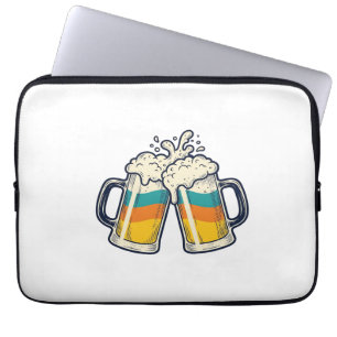 Retro Regenboog Bierpul Proost Vector T-shirt_1 Laptop Sleeve