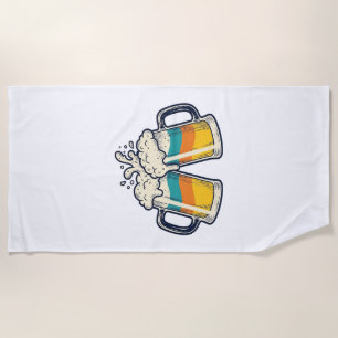 Retro Regenboog Bierpul Proost Vector T-shirt_1 Strandlaken