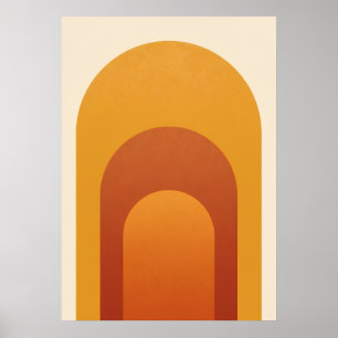 Retro Regenboog Boog Kunst Poster Aardse Amber T
