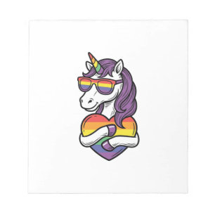 Retro Regenboog Eenhoorn Hart Pride T-shirt Ontwer Notitieblok