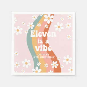 Retro Regenboog Elf Is Een Vibe Daisy 11e Verjaard Servet