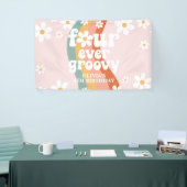 Retro Regenboog Four Ever Groovy Daisy 4TH Spandoek (Beurs)