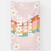 Retro Regenboog Four Ever Groovy Daisy 4TH Spandoek (Verticaal)