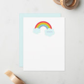 Retro regenboog gepersonaliseerd briefpapier voor notitiekaartje (Voorkant / Achterkant in situ)