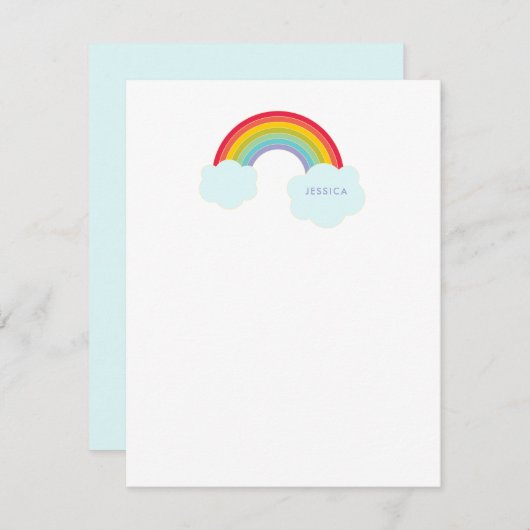 Retro regenboog gepersonaliseerd briefpapier voor notitiekaartje (Voorkant / Achterkant)