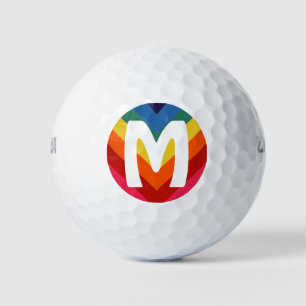 Retro regenboog gepersonaliseerd monogram kleurrij golfballen