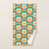 Retro Regenboog Golven en Bloemen Patroon Bad Handdoek (Handdoek)