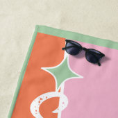 Retro, Regenboog, Groovy Verjaardag, Strand Strandlaken (In situ)