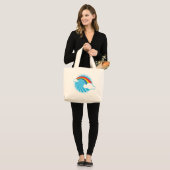 RETRO REGENBOOG GROTE TOTE BAG (Voorkant (model))
