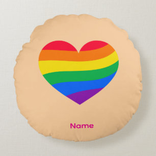 Retro Regenboog Hart - Cute Kleurrijke Abstracte K Rond Kussen