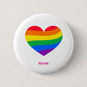 Retro Regenboog Hart - Cute Kleurrijke Abstracte K Ronde Button 5,7 Cm
