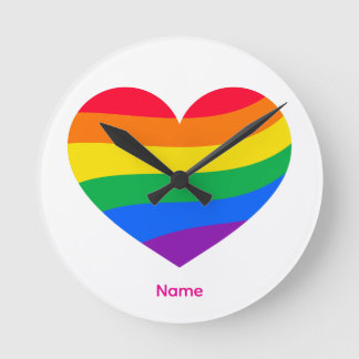 Retro Regenboog Hart - Cute Kleurrijke Abstracte K Ronde Klok