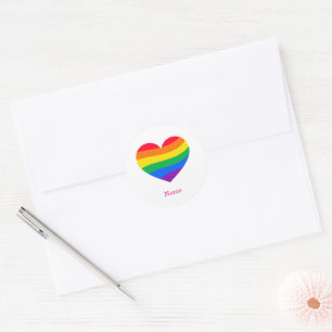 Retro Regenboog Hart - Cute Kleurrijke Abstracte K Ronde Sticker