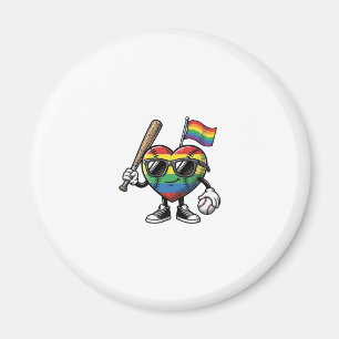 Retro Regenboog Hart Honkbal Pride T-shirt Ontwerp Magneet