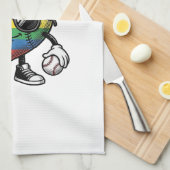 Retro Regenboog Hart Honkbal Pride T-shirt Ontwerp Theedoek (Quarter Fold)