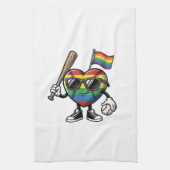 Retro Regenboog Hart Honkbal Pride T-shirt Ontwerp Theedoek (Verticaal)