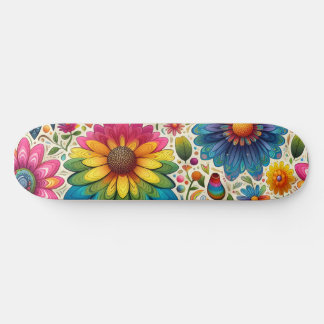 Retro Regenboog Hippie Bloemmotief Skateboard