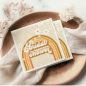 Retro Regenboog Madelief Groovy bruiloft feest Servet