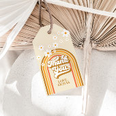 Retro regenboog margriet groovy bruidsdouche cadeaulabel