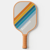 Retro Regenboog met naam Pickleball Paddle (Achterkant)