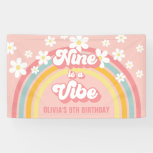 Retro Regenboog Negen is een Vibe Groovy 9e Verjaa Spandoek